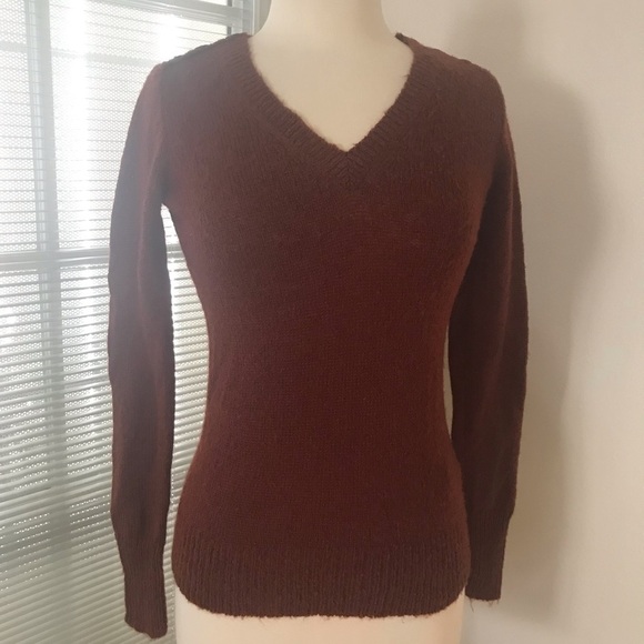 J CREW wool blend vneck XS sweater Marrone - Picture 1 of 4